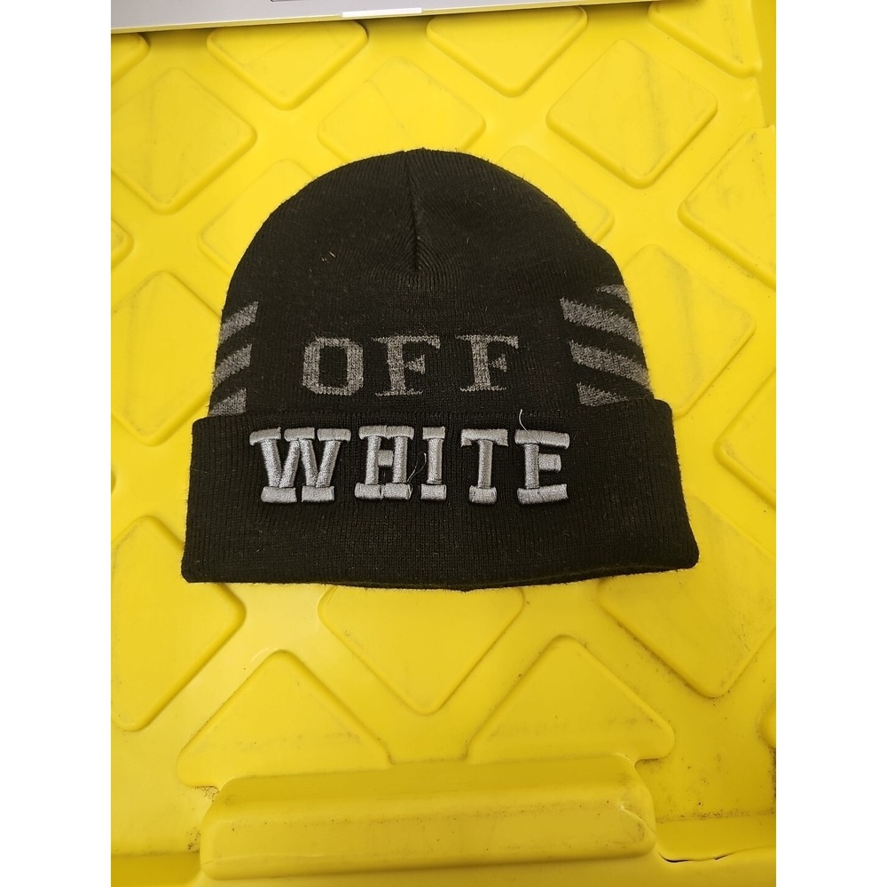 Off-White Logo Cotton Beanie Black Virgil Abloh
